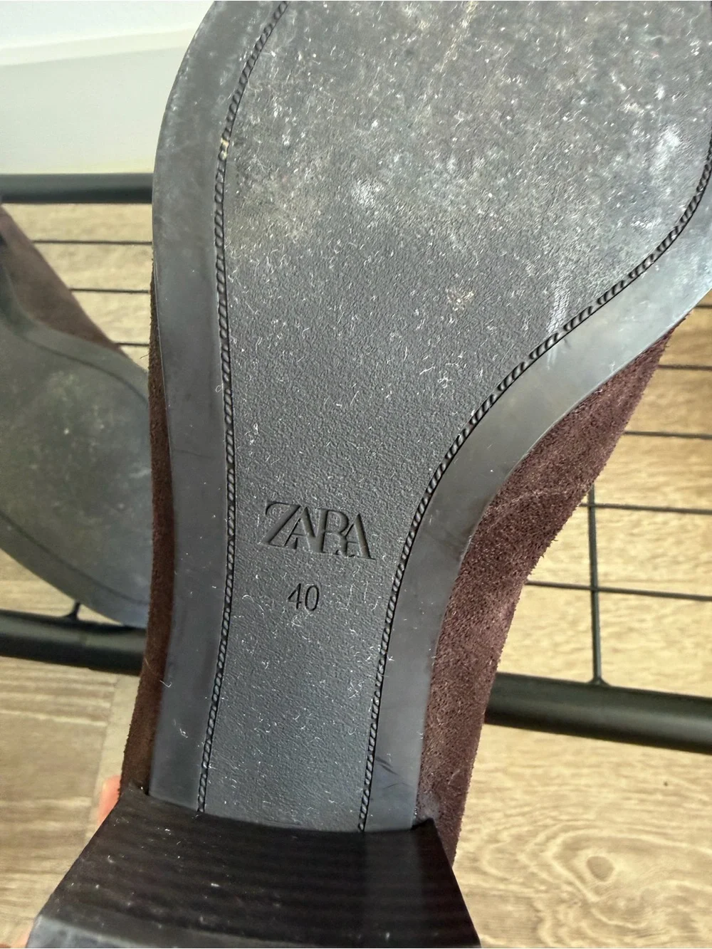 ZARA Brown Suede Penny Loafers Block Heel Women’s EU 40 US 9 Excellent